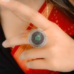 Oxidized Silver Plated Round Stone Ring – Daily Wear Perfect Jewelry for Women