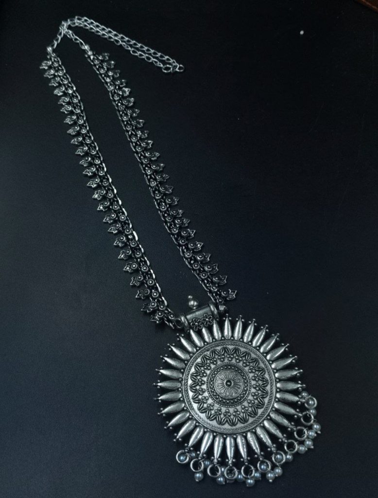 Bulk 824 Best Traditional Long Necklace with Pearl Work – Oxidized Silver Plated Ethnic Jewelry