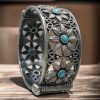 Oxidized flower design bangle for women