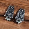 Oxidized German silver floral art earrings for girls