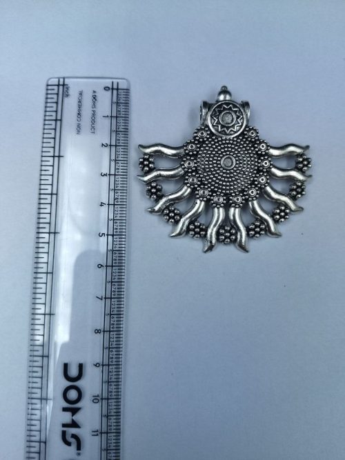 Ethnic sun design German silver pendant for DIY jewelry