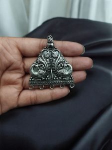 Oxidized Peacock Pendant – Silver Plated Raw Material for DIY Jewelry Making