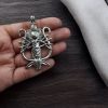 Antique silver-plated Maa Durga pendant for DIY jewelry making