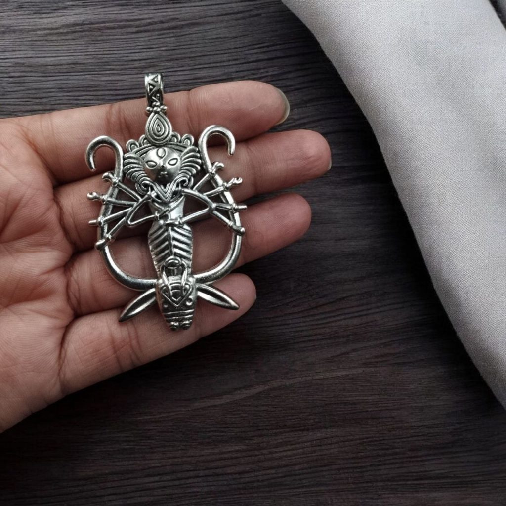 Bulk 804 Antique Silver Plated Maa Durga Pendant – Handmade DIY Jewelry