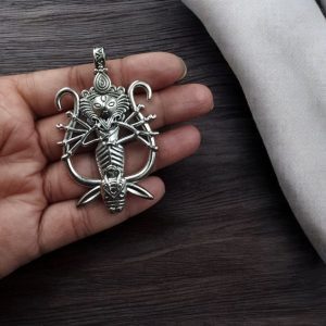 Antique Silver Plated Maa Durga Pendant – Handmade DIY Jewelry