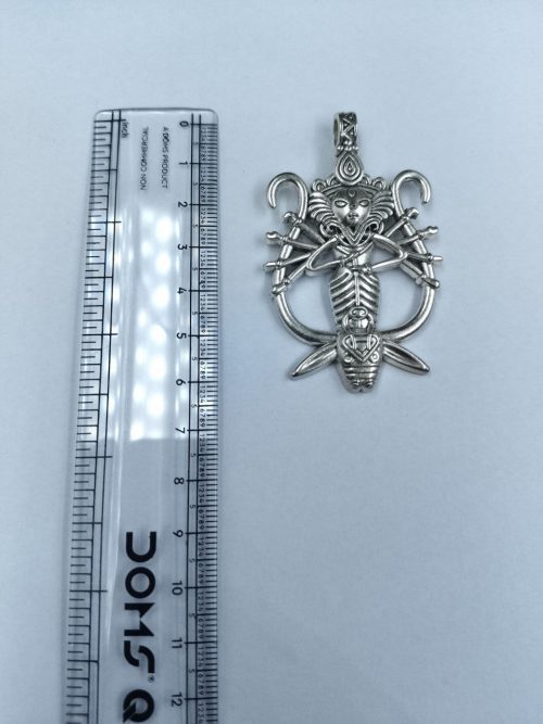Antique silver-plated Maa Durga pendant for DIY jewelry making