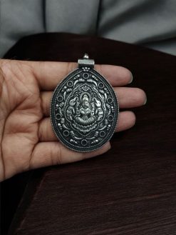 Handmade religious pendant in oxidized German silver for DIY jewelry.