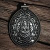 Handmade religious pendant in oxidized German silver for DIY jewelry.