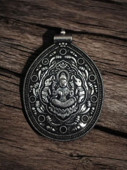 Handmade religious pendant in oxidized German silver for DIY jewelry.