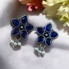 Ethnic flower stud earrings with pearl and stone detailing