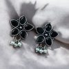 Ethnic flower stud earrings with pearl and stone detailing