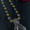 Oxidized silver plated peacock necklace with pearl and stone detailing