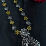 Handcrafted Best Oxidized Peacock Necklace – Silver Plated with Pearl and Stone Detailing