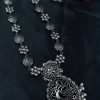 Oxidized silver plated peacock necklace with pearl and stone detailing