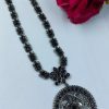 Oxidized Peacock Necklace with Stone and Floral Art