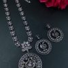 Traditional Silver Peacock Necklace with Floral Art and Stones