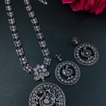 Traditional Silver Peacock Necklace | Oxidized Floral Art & Stone Detailing Beautiful Jewelry - "Baby-Pink"