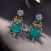 Lightweight Two Tone Dangler Earrings with Monalisa Stone and Bird Design