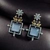 Lightweight Two Tone Dangler Earrings with Monalisa Stone and Bird Design