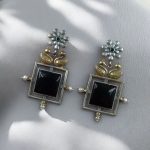 Lightweight Two-Tone Earrings | Western Look Monalisa Stone Best Bird Design Dangler Jewelry - "Black"