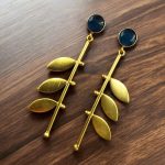 Stylish Western Look alike Leaf Earrings | Gold Plated with Monalisa Stone Beautiful Jewelry - "Blue"