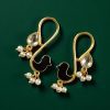 Gold plated enamel bird earrings with stone and pearl design