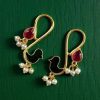 Gold plated enamel bird earrings with stone and pearl design