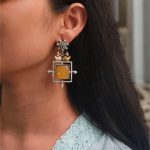 Lightweight Two-Tone Earrings | Western Look Monalisa Stone Best Bird Design Dangler Jewelry