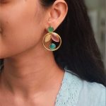 Gold Plated Leaf & Circle Design Earrings with Monalisa Stone – Ethnic & Western Look Amazing Jewelry