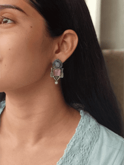 Fashionable Western Look Earrings | Unique Design Pearl & Monalisa Stone Jewelry for Women