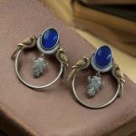 Western Look alike Two-Tone Parrot Earrings | Monalisa Stone Unique Design Ethinc Jewelry - "Blue"