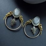 Western Look alike Two-Tone Parrot Earrings | Monalisa Stone Unique Design Ethinc Jewelry - "Grey"