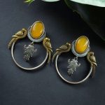 Western Look alike Two-Tone Parrot Earrings | Monalisa Stone Unique Design Ethinc Jewelry - "Yellow"
