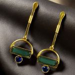 Gold Plated Brass Earrings – A Beautiful Blend of Contemporary Style and Stone Elegance - ''Blue''