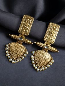 Premium Gold Plated Brass Earrings – A Beautiful Blend of Traditional Elegance and Modern Style - Color: ''White''