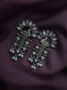 Elegant Brass Peacock Earrings – The Perfect Statement Accessory - COLOR: ''WHITE''