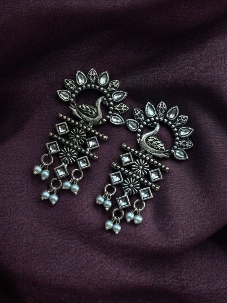 Elegant Brass Peacock Earrings – The Perfect Statement Accessory