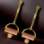 Gold Plated Brass Earrings – A Beautiful Blend of Contemporary Style and Stone Elegance - ''BabyPink''