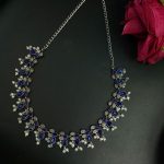 Silver Plated Antique Brass Neckpiece – The Best Traditional Accessory with Stone Embellishments - ''Blue''