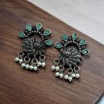 Bulk 80 Elegant Peacock Stone Earrings – Silver-Plated Brass to Enhance Your Festive Style - ''Mint''