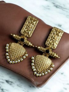 Premium Gold Plated Brass Earrings – A Beautiful Blend of Traditional Elegance and Modern Style - Color: ''Black''