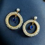 Beautiful Round Stud Earrings Featuring Stones – Perfect for All Occasions - ''Blue''