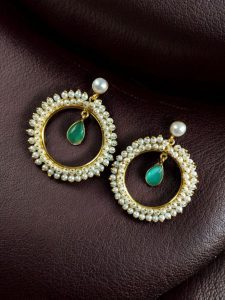Beautiful Round Stud Earrings Featuring Stones – Perfect for All Occasions - Color: ''Mint''