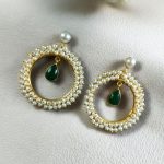 Beautiful Round Stud Earrings Featuring Stones – Perfect for All Occasions - ''Green''