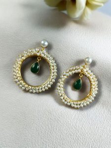 Beautiful Round Stud Earrings Featuring Stones – Perfect for All Occasions - Color: ''Green''
