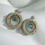 Beautiful Round Stud Earrings Featuring Stones – Perfect for All Occasions - ''Aqua''