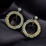 Beautiful Round Stud Earrings Featuring Stones – Perfect for All Occasions - ''Black''