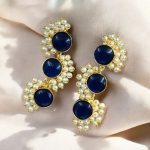 Premium Gold-Plated Brass Earrings with Monalisa Stone – A Beautiful Contemporary Piece for Every Occasion - ''Blue''