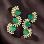 Premium Gold-Plated Brass Earrings with Monalisa Stone – A Beautiful Contemporary Piece for Every Occasion - ''Mint''