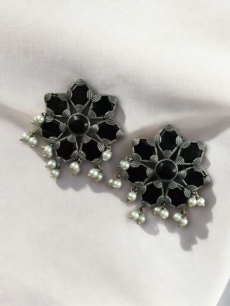 Bulk 576 Beautiful Brass Stone Stud Earrings – Perfect for Everyday Use - ''Black''
